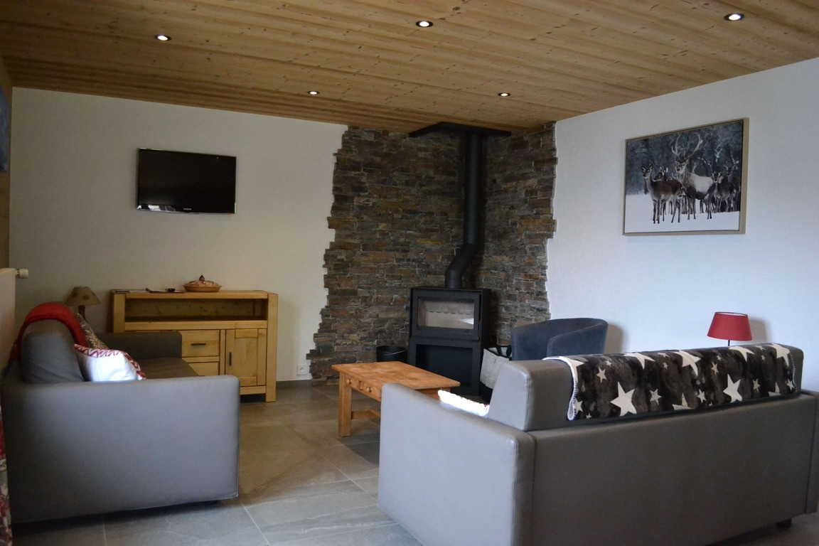 Apartment in the Pensée des Alpes chalet, living room, Châtel, Haute-Savoie