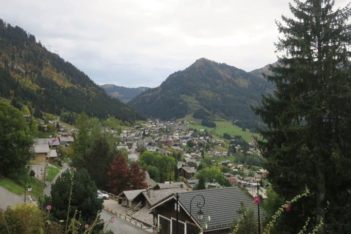 Apartment Les Sorbiers n°1, Village view in summer, Châtel Location Vacances