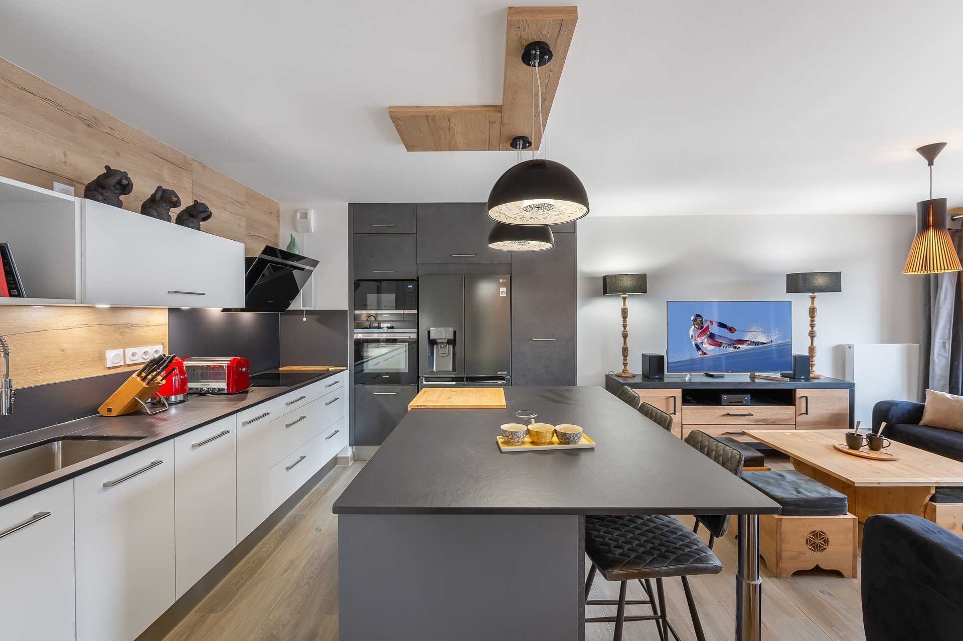 Apartment Perles de Savoie A204 Châtel, Kitchen and living room, Chatel reservation 74390