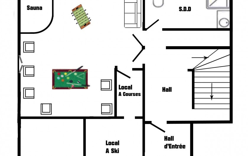 Chalet l'orée du lac, Châtel, plan rez de chaussée