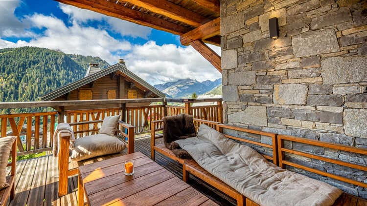 Chalet Les Laurentides, Chatel, Patio and balcony, Mountain view