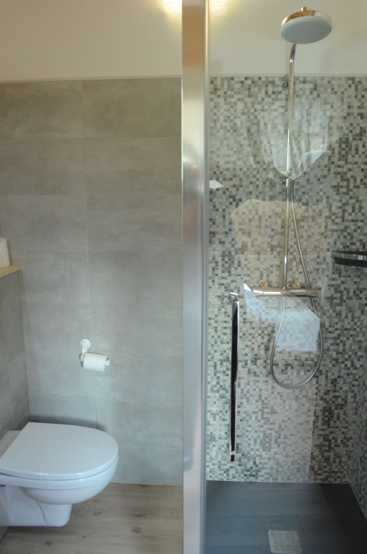 Chalet les sources, shower room in bedroom with 2 single beds + 1 pull-out bed upstairs, Châtel	