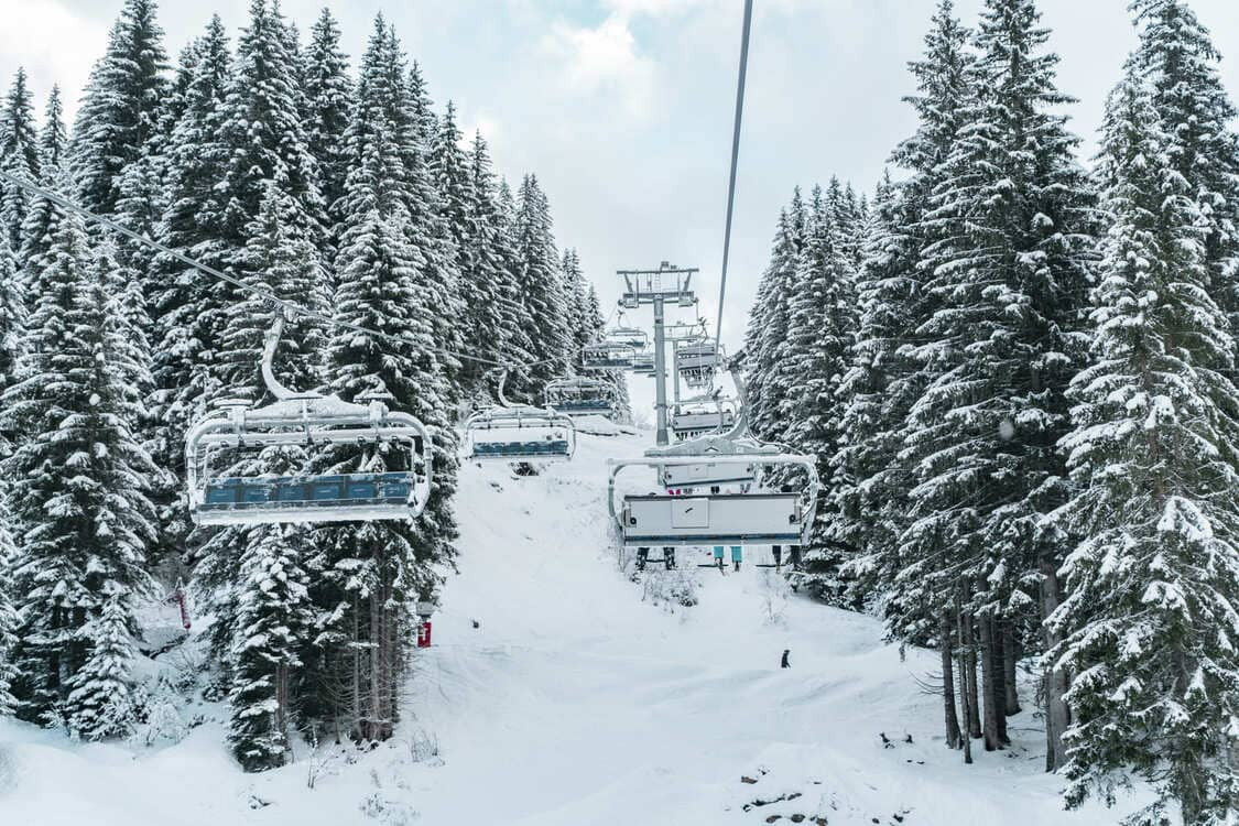 Chatel, Chairlift, Snow and pine trees, 74390 Chatel, Chairlift, Snow and pine trees, 74390