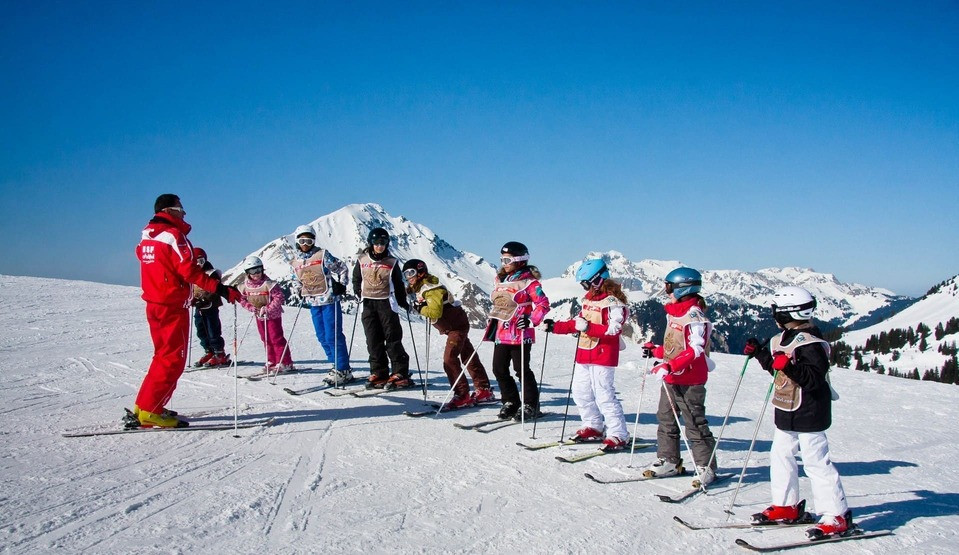 Kids learn how to ski with French Ski School of Chatel during Christmas break