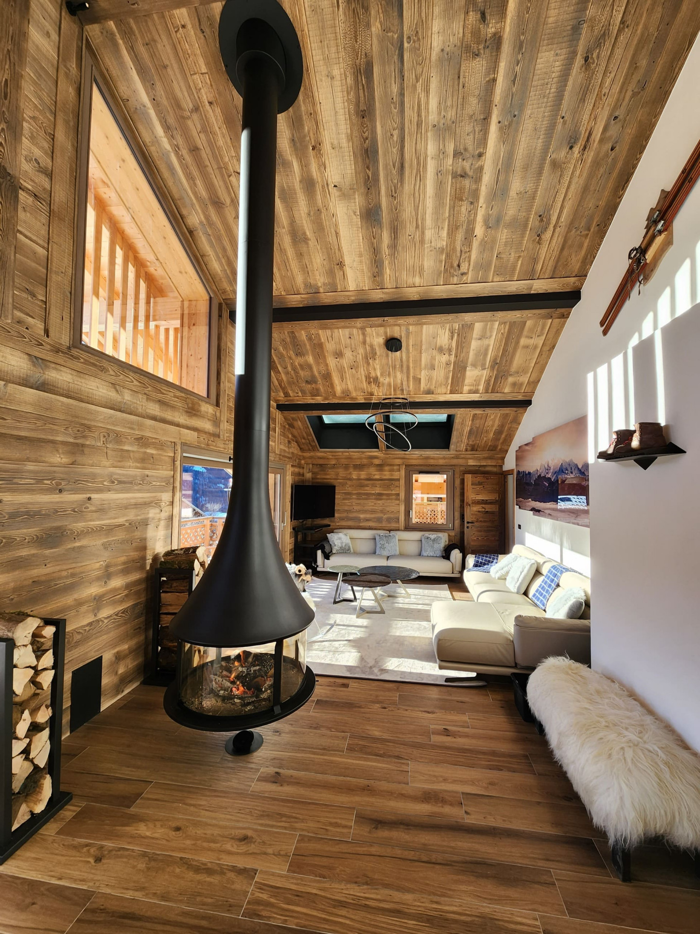Résidence L'Alchimie, Apartment 21 A, Living room with fireplace, Châtel Family vacations