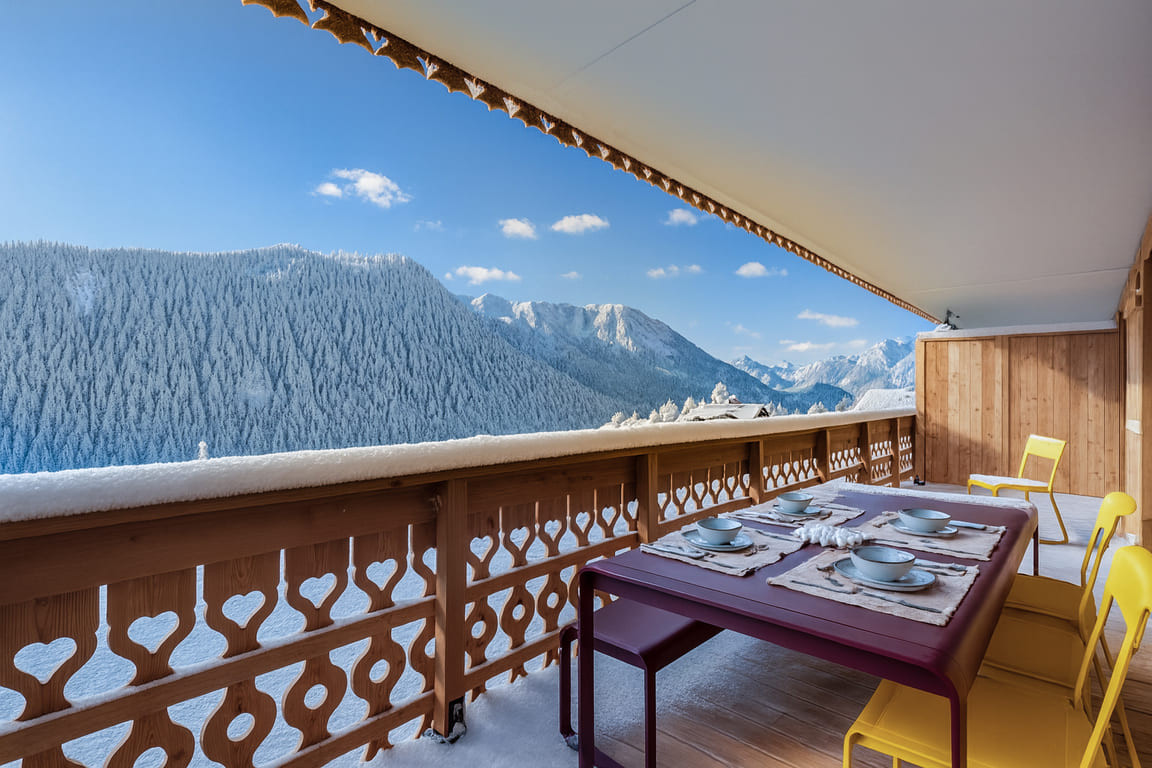 Residence l'Alchimie, Apartment 22B, Chatel, Balcony, Pine trees