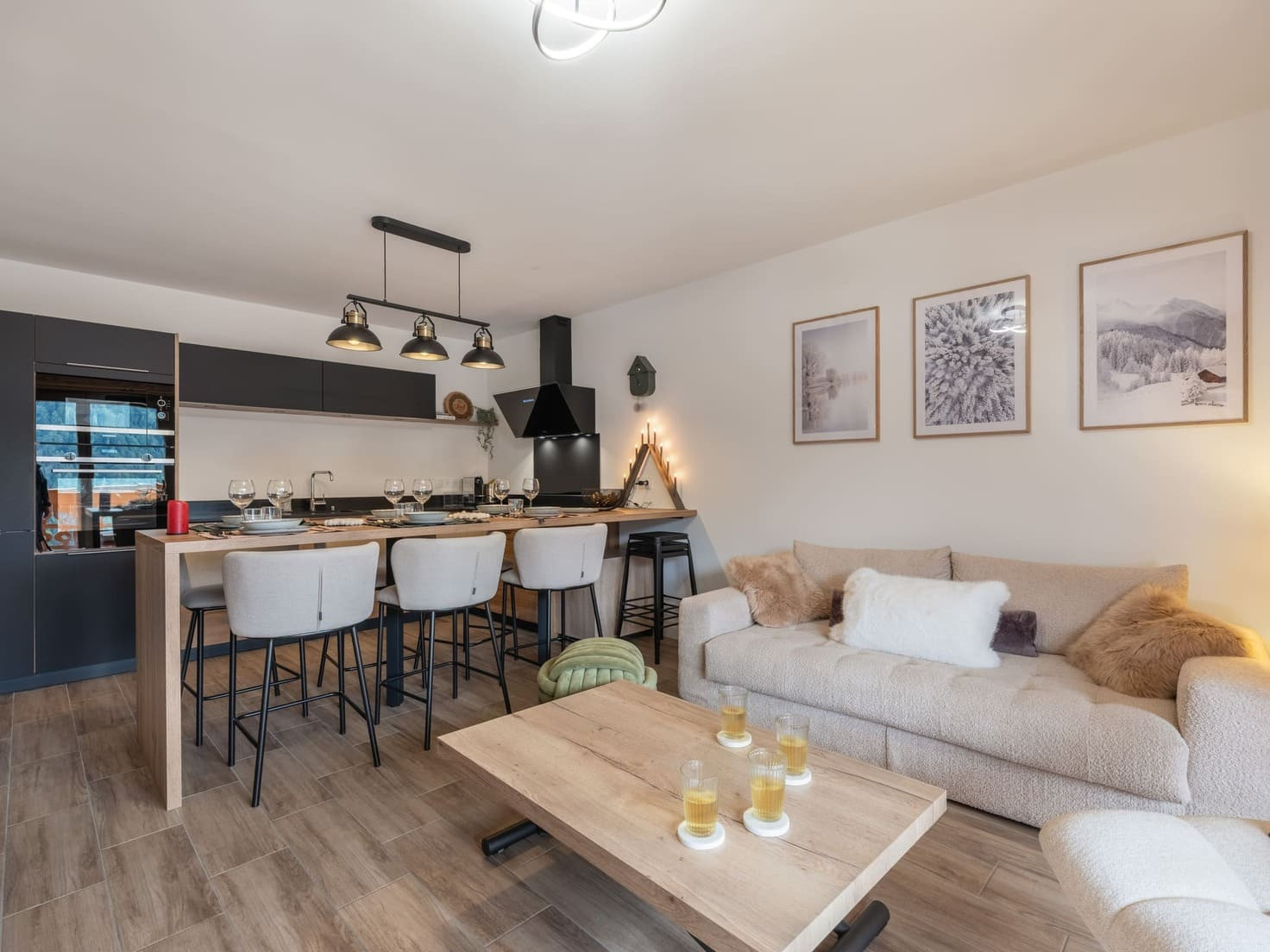 Residence l'Alchimie, Apartment 22B, Chatel, Living room, Petit Chatel chairlift