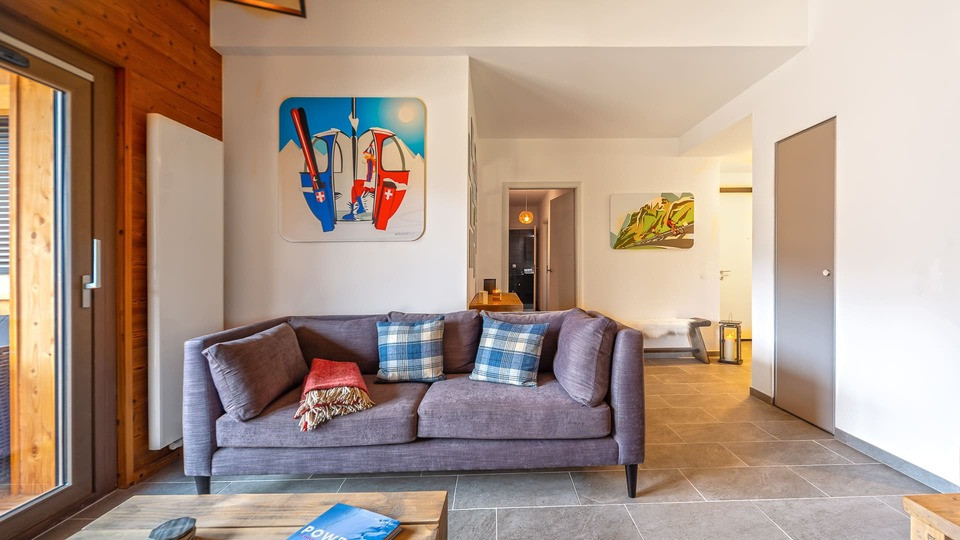 O Rouge Residence, Apartment A202, living room, Châtel, Haute-Savoie