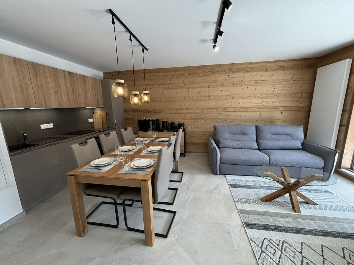 Résidence Thélème, Appartement 501, Living room, Châtel Holiday Rental