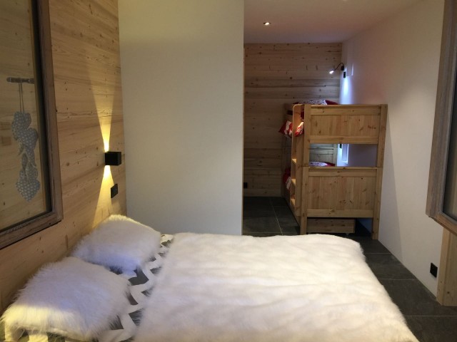 Appartement 103, résidence Bois Colombe, Chambre 2 lits simples + 2 lits superposés Châtel Haute Savoie