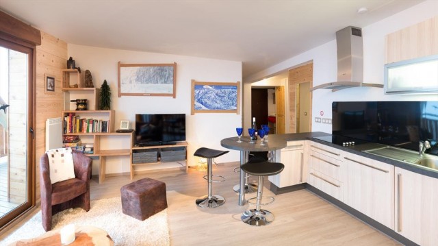 Appartement 6 personnes à Châtel résidence Bellevue séjour et cuisine