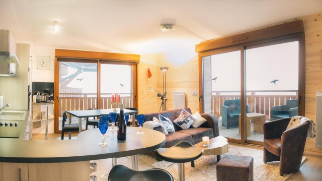 Appartement 6 personnes à Châtel résidence Bellevue séjour et cuisine
