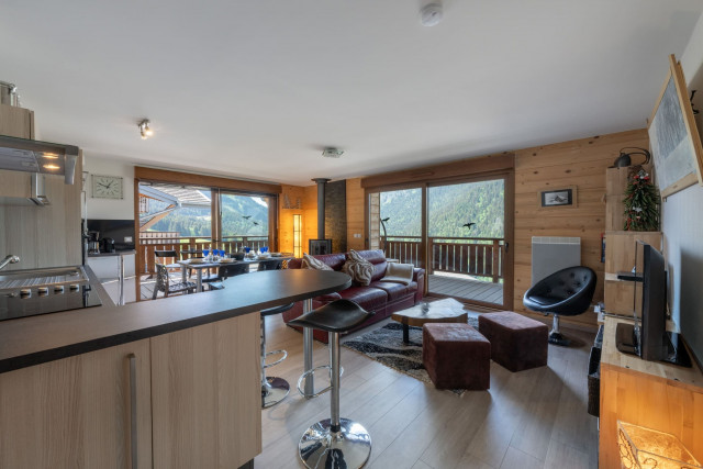 Apartment in Châtel, Bellevue Residence, Living room and kitchen, Châtel Portes du Soleil