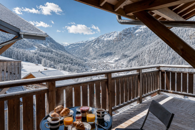 Apartment in Châtel, Bellevue Residence, View balcony winter, Châtel Relaxing vacation