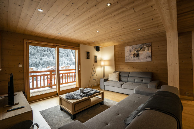 Appartement dans chalet 3 fontaines, 9 personnes, Séjour, Châtel 74390