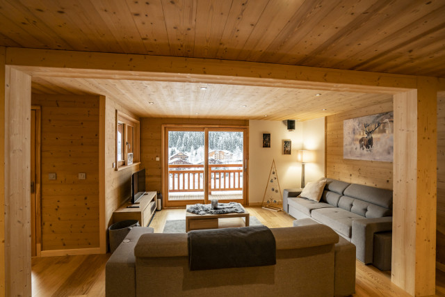 Appartement dans chalet 3 fontaines, 9 personnes, Séjour, Châtel hiver