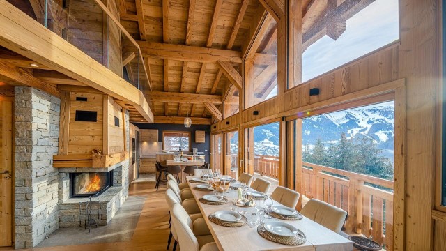 Appartement dans chalet CHATOU HAUT, 14 personnes, Châtel, salle à manger, cheminée, vue montagnes