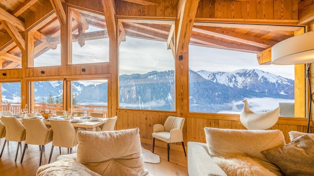 Appartement dans chalet CHATOU HAUT, 14 personnes, Châtel, séjour, salle à manger, vue montagnes