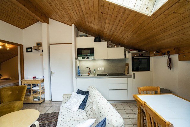 Appartement Forsythia, Châtel, Freinets, 4 personnes, séjour, coin cuisine