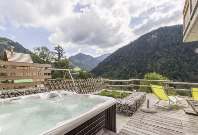 Appartement la Belette terrasse en été Châtel