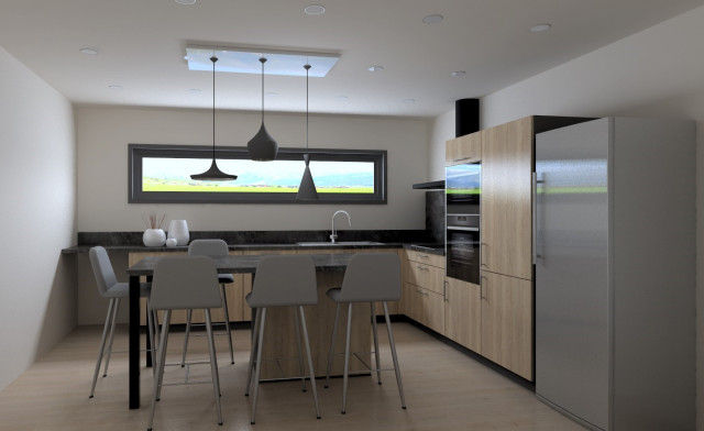Appartement Le Clos Savoyard à Châtel, Vue 3D de la cuisine, Portes du Soleil
