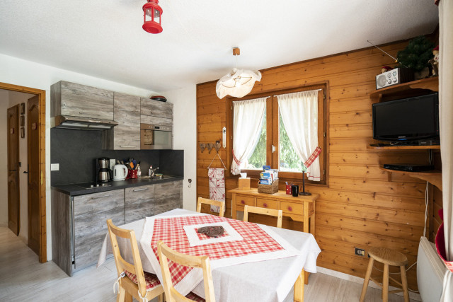 Appartement, Mermy 8A, Linga, Châtel, séjour, cuisine, télévision