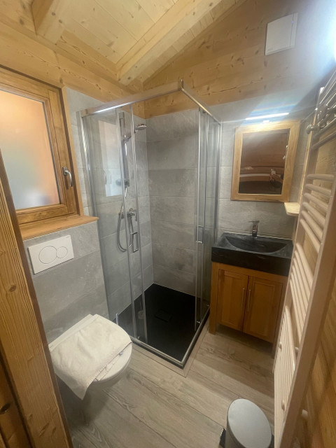 Appartement Ours Châtel, Salle de douche dans chalet, Location Famille Montagne
