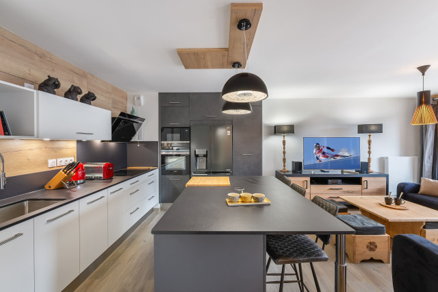 Apartment Perles de Savoie A204 Châtel, Kitchen and living room, Chatel reservation 74390