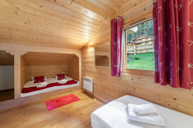 Chalet Casa Linga, Bedroom 1 double bed (180 x 200) + 2 single bed , Châtel Linga ski