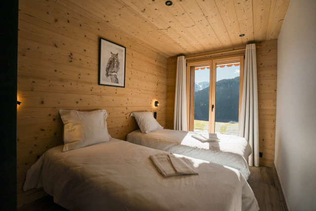 Chalet D'Artagnan Petit Châtel, chambre deux lits simples, Vallée d'Abondance 74