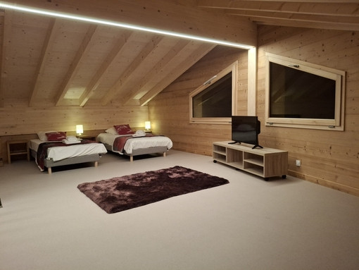 Chalet de la Fiolaz, Mezzanine with two singles beds and sofa bed, Châtel Snow 74