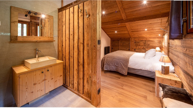 Chalet Dormeur, Bedroom double bed with shower, Châtel Mountain 74