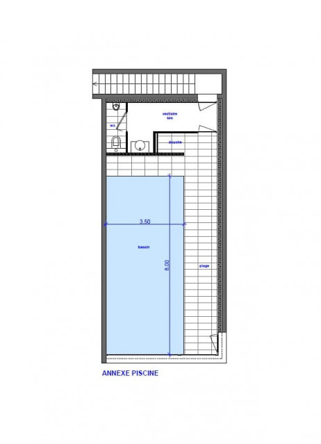 Chalet du Saix, Plans of the indoor pool, Châtel 74