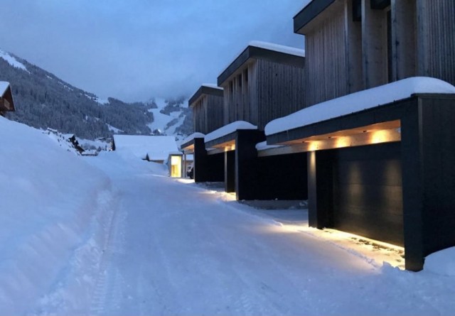 Chalet du Saix vue de l'extérieur en hiver Châtel