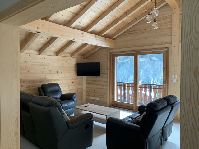 Chalet l'écho du morclan, salon, Châtel