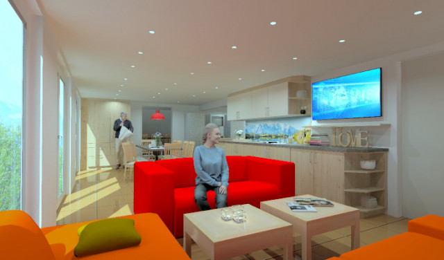 Chalet L'Orée du lac, 3D kitchen renovation plan, Chatel, 74390