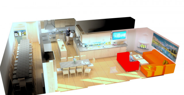 Chalet L'Orée du lac, 3D kitchen renovation plan, Chatel, Mountain village