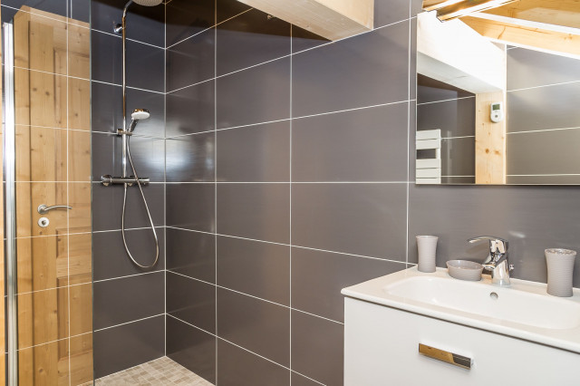 Chalet Le Bois Brulé, Châtel, salle de douche avec lavabo en suite