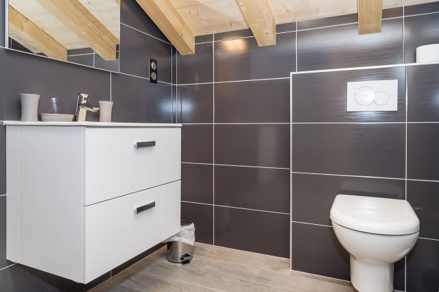 Chalet Le Bois Brulé, Châtel, salle de douche avec lavabo et WC en suite