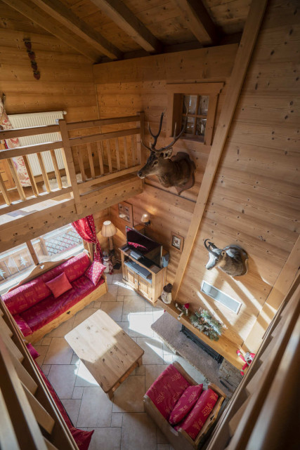 Chalet Le Noisetier, Vue hauteur salon, Châtel Portes du Soleil