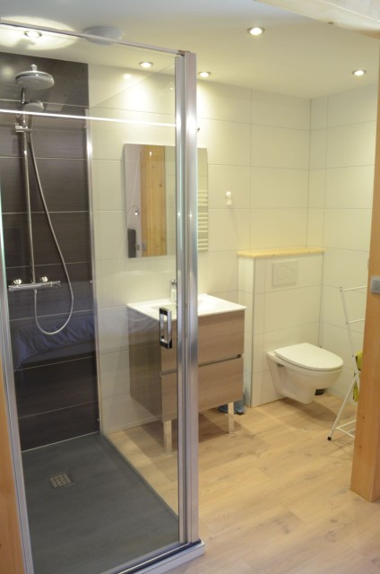 Chalet les sources, shower room in bedroom 1 double bed upstairs, Châtel