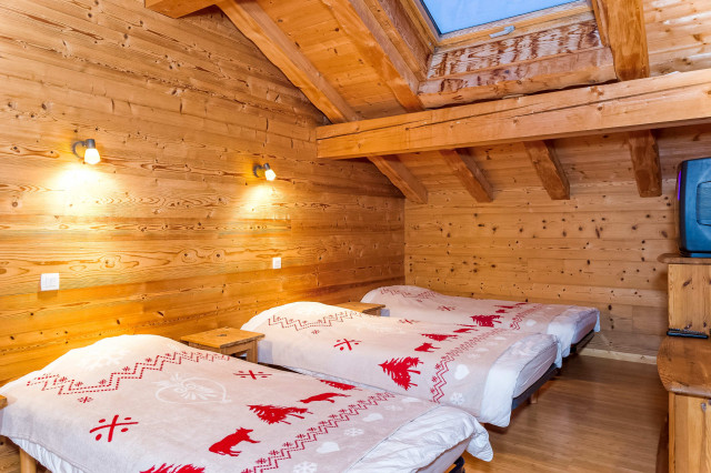 Chalet Les Vuargnes, Chambre 3 lits simples, Châtel Portes du Soleil