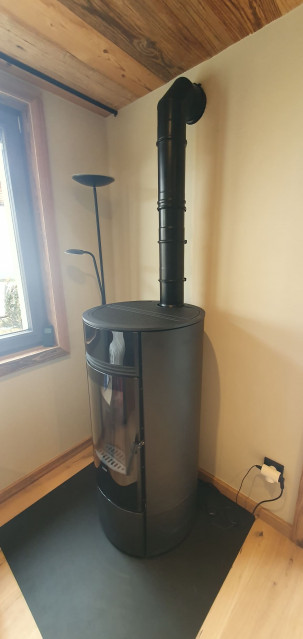 Cabin, pellet stove, cozy mountain fireplace