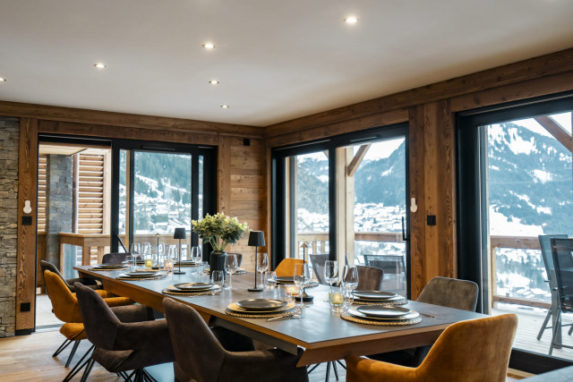 Chalet Vora Alpin, Living-room with dining-room and kitchen, Châtel Mountain view