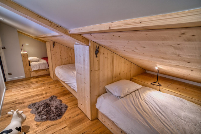 Chalet Ysaline, Chambre 4 lits simples à l'étage, Châtel Ski