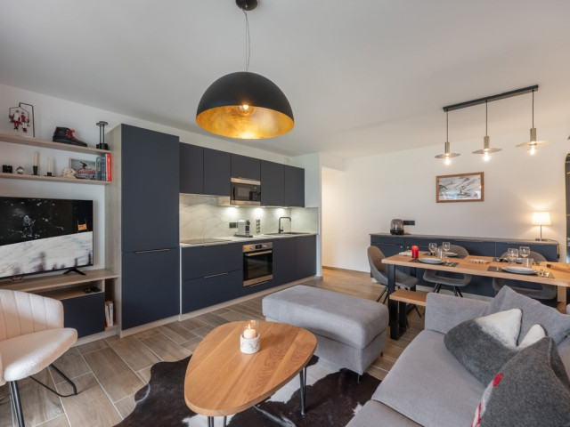 Apartment block Art Mony, Apartment 203, Chatel, Living room and kitchen, Relaxation in the mountains