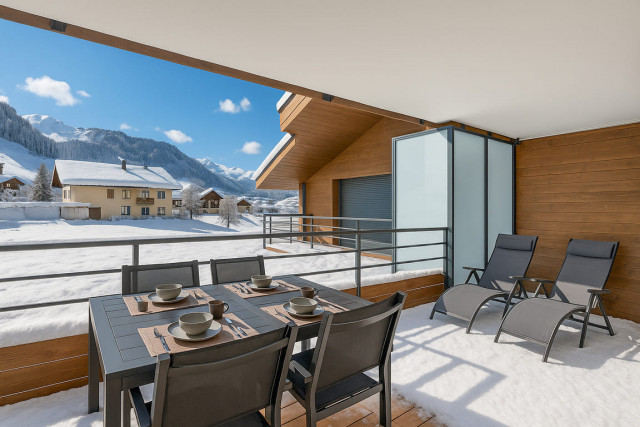 Apartment block Art Mony, Apartment 203, Chatel, Snow-covered terrace, Northern Alps