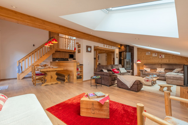 Chalets des Freinets Residence, Building C, Apartment 301, living room, Châtel: Skiing, Snow, Sun