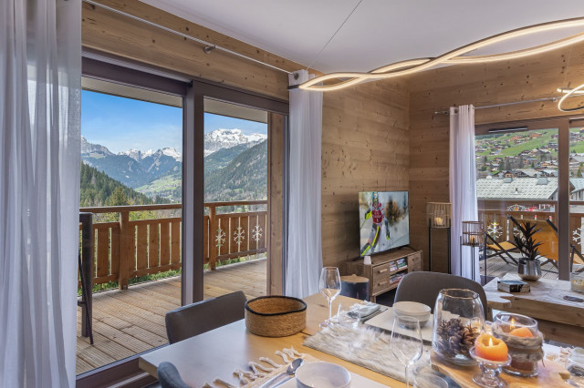 Residence l'Alpujarra, apartment 303, Living room with mountain view, Châtel Holiday booking