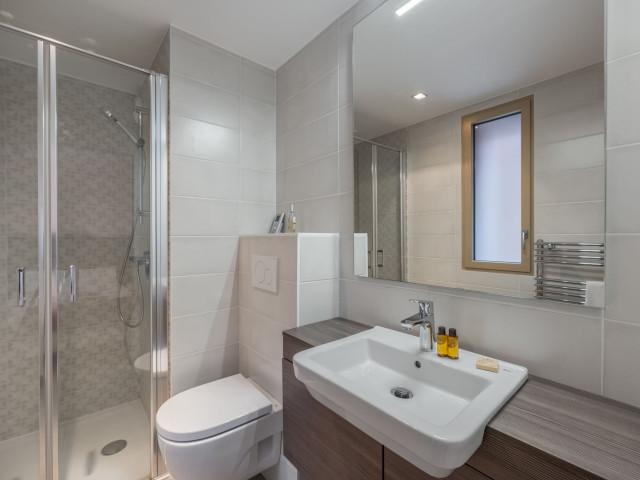 Residence Le Lion d'Or, Apartment 4, Châtel, Shower room, Swimming in a lake
